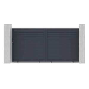 Graues Casanoov Schiebetor Carpatia 3,5 m mit zwei Pfosten (H 190 cm) aus Aluminium.