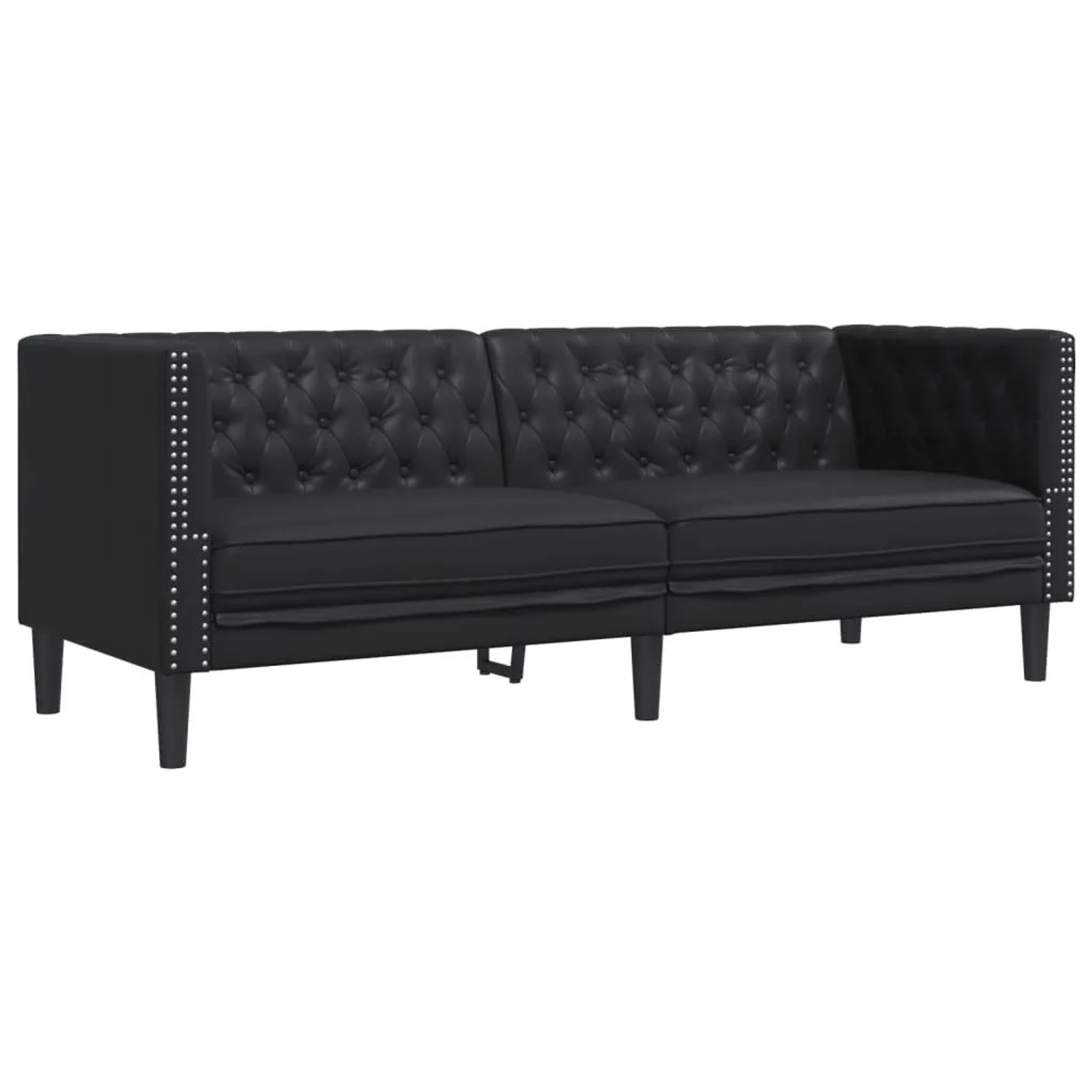 vidaXL Chesterfield-Sofa 3-Sitzer Schwarz Kunstleder 372666
