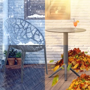 DELUKE Balkonset Bistroset NODAN Kunststoff Anthrazit 70x70x80cm Gartenmöbelset 2 Personen Balkonmöbel Set Terrassenmöbelset