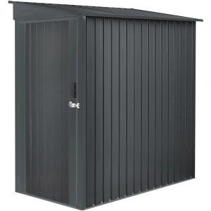Floraworld Metall-Gerätehaus in Anthrazit, 1,69 m², mit Pultdach und abschließbarer Tür.