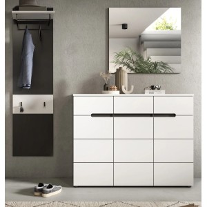 Inn.Furn Garderoben-Set 3-teilig in Weiß und Grau 180 cm Cooper