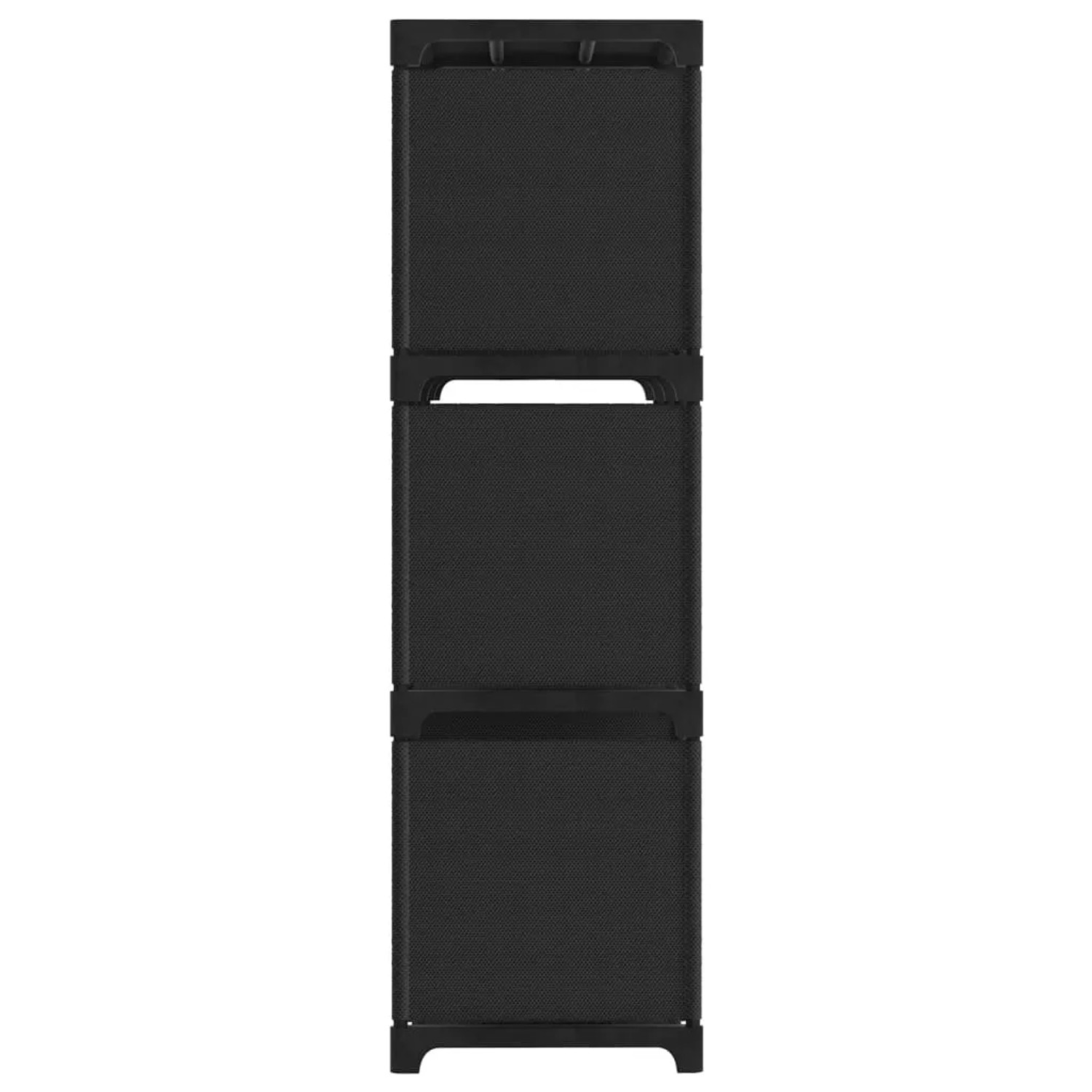 Schwarzes VidaXL Würfel-Regal mit 9 Fächern aus Stoff, 103x30x107,5 cm.