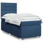 Blaues Boxspringbett (90x200 cm) mit Matratze und Kopfteil.