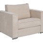 Beiger Vente-unique Loreto Schlafsessel aus Cordstoff. Moderner Relaxsessel mit gerippter Textur und Metallfüßen.