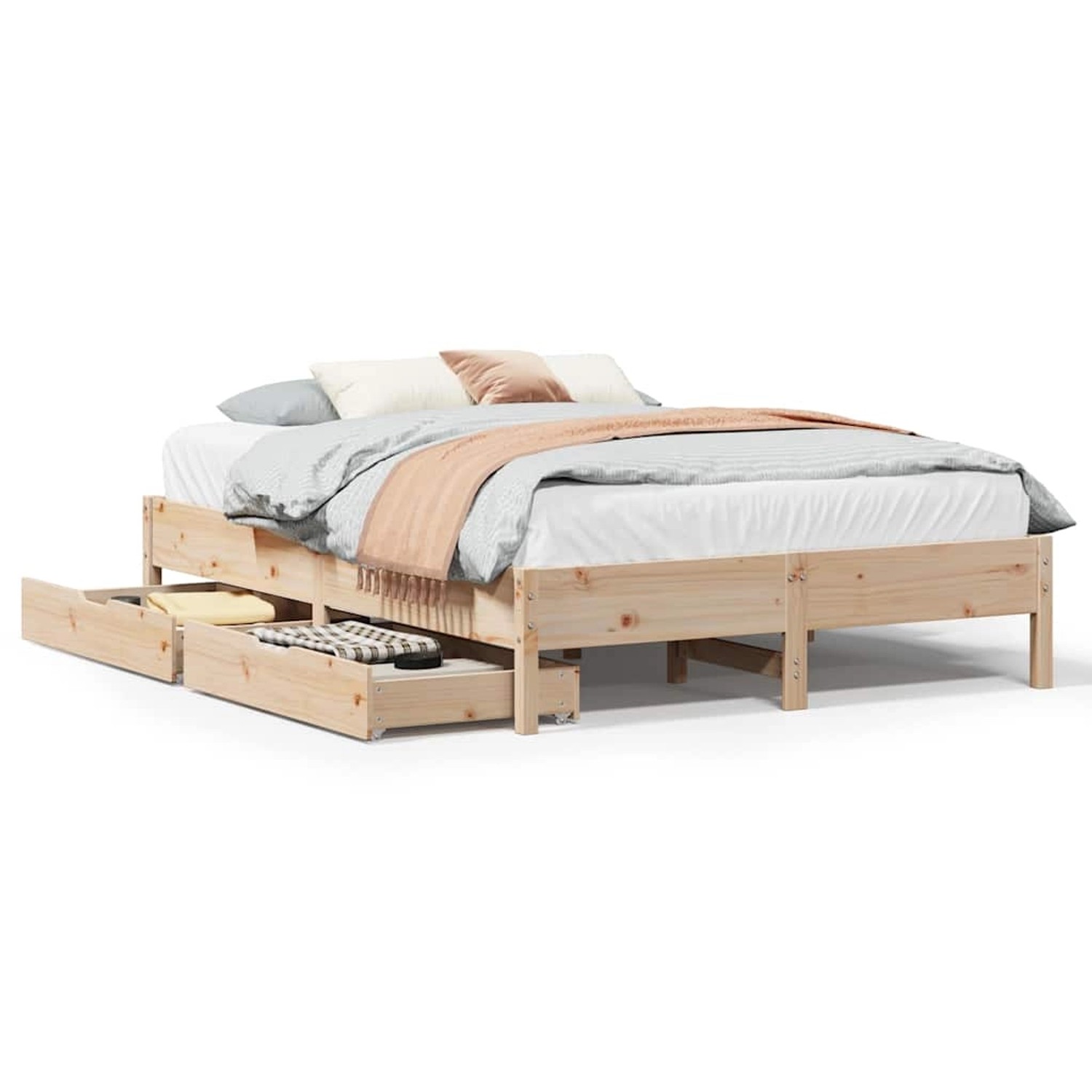 vidaXL Massivholzbett ohne Matratze 150x200 cm Kiefernholz 3301707 günstig online kaufen