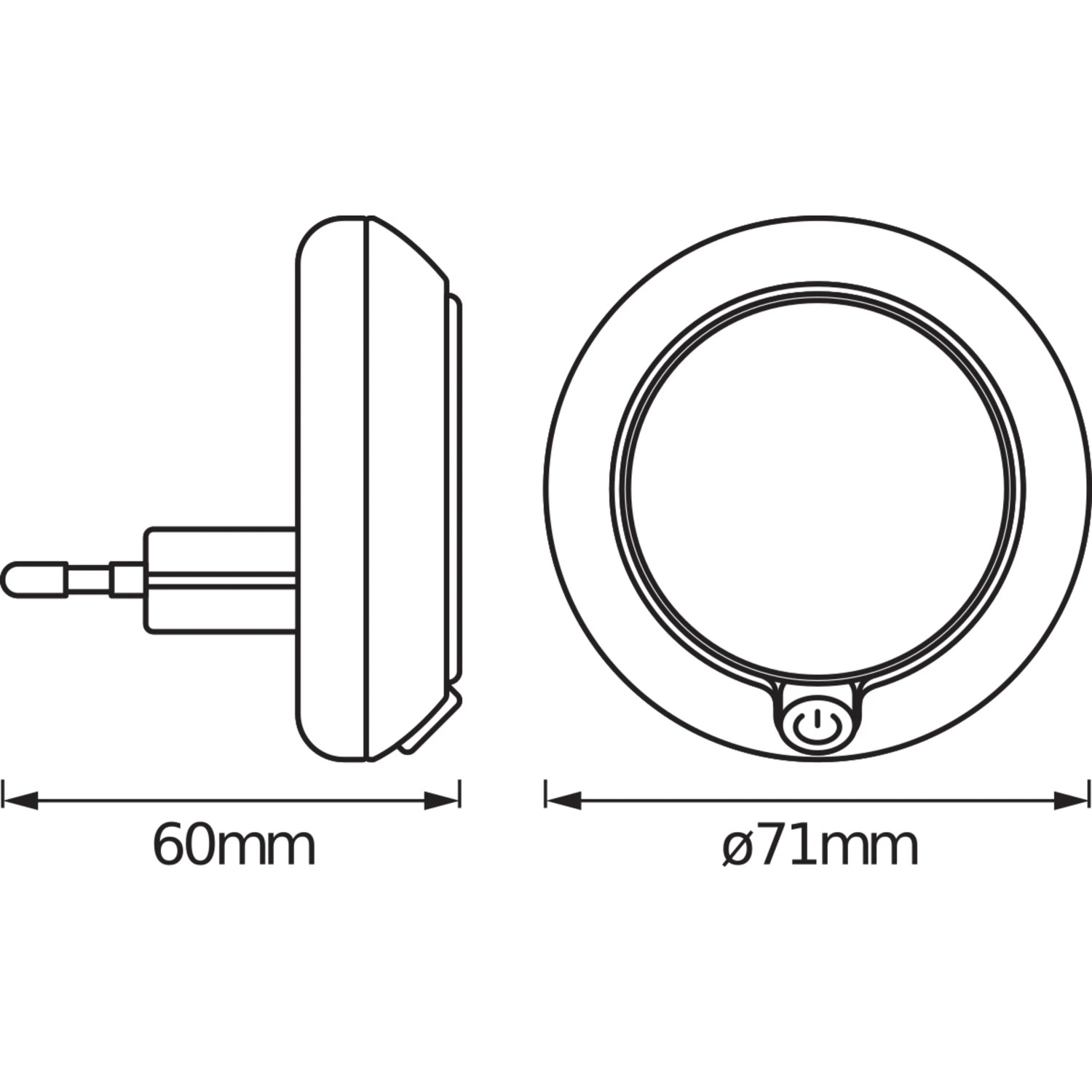 Ledvance LED-Nachtlicht Lunetta, weiße runde Lampe mit Sensor, 6 x 7,1 x 7,2 cm.