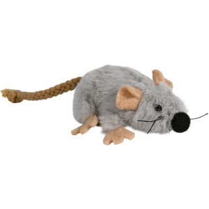 Graue Jollypaw Spielmaus, 7 cm, aus Plüsch für Katzen.