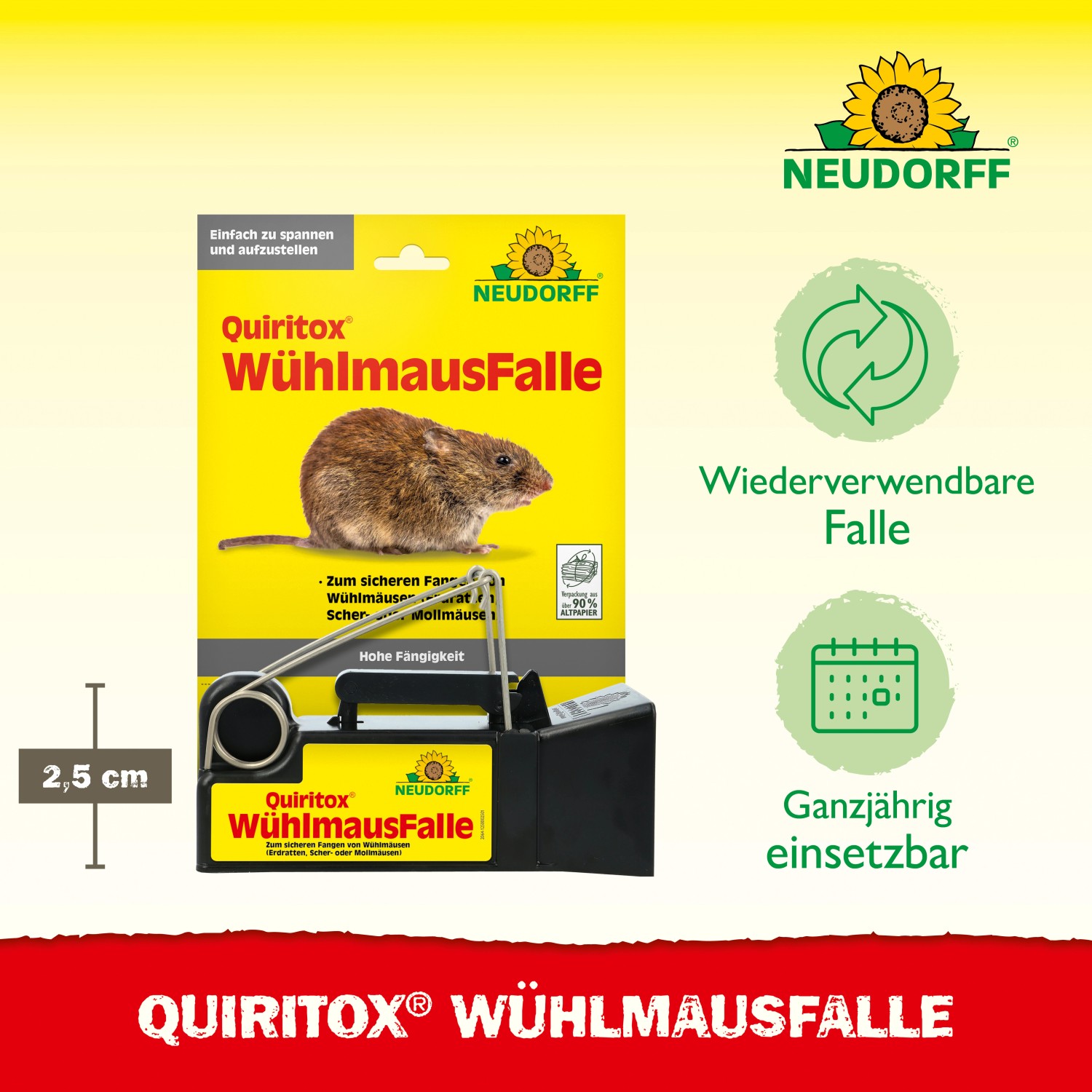 Neudorff Sugan Wühlmausfalle: Wiederverwendbare Falle zur effektiven Wühlmausbekämpfung im Garten.