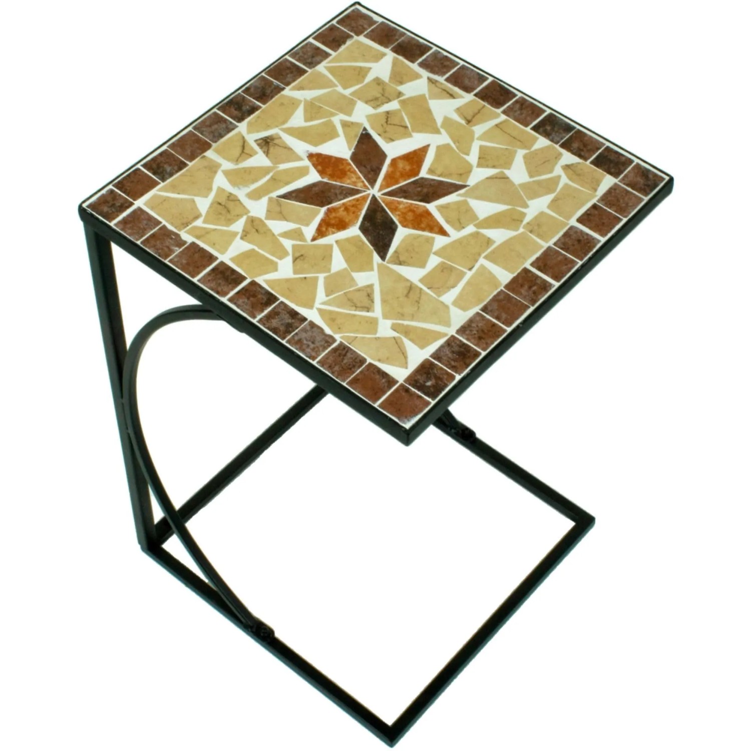DELUKE Gartentisch SIMON Stahl Braun 35x35x53cm Garten Beistelltisch Wetterfest Outdoor Tisch
