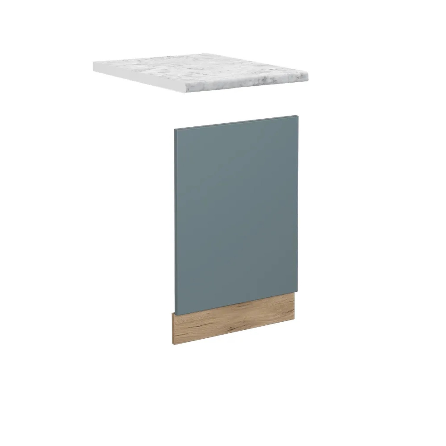 Vicco Frontblende R-Line Geschirrspüler Fronttür Blau-Grau/Goldkraft Eiche AP Marmor