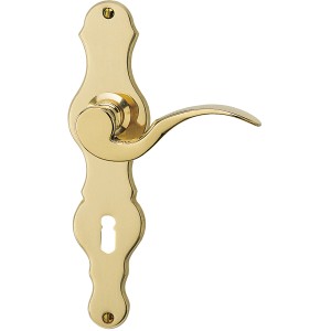 AnsaPro Zimmertür-Garnitur Nil Messing, Türbeschlag mit Langschild und Türgriff.