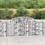 Gabionen-Set mit Hochbogen, 20 Stück, gefüllt mit Steinen als dekorativer Sichtschutz im Garten.