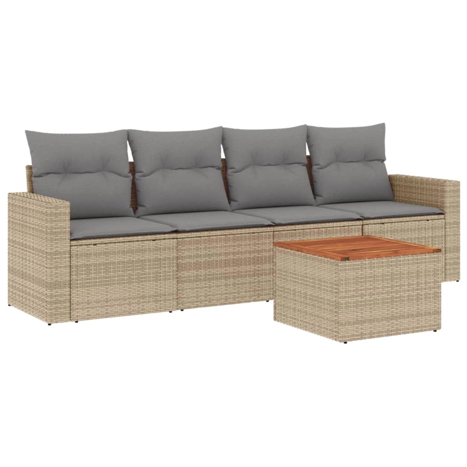 vidaXL 5-Tlg Garten-Sofagarnitur mit Kissen Beige Poly Rattan 3224001 günstig online kaufen