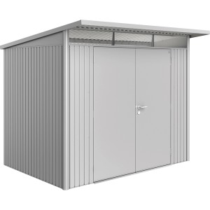 Biohort Metall-Gerätehaus AvantGarde A5, silber-metallic, mit Doppeltür.