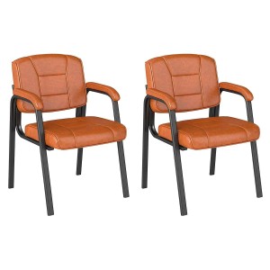 Costway 2er Set Konferenzstühle, braune Bürostühle mit Armlehnen.