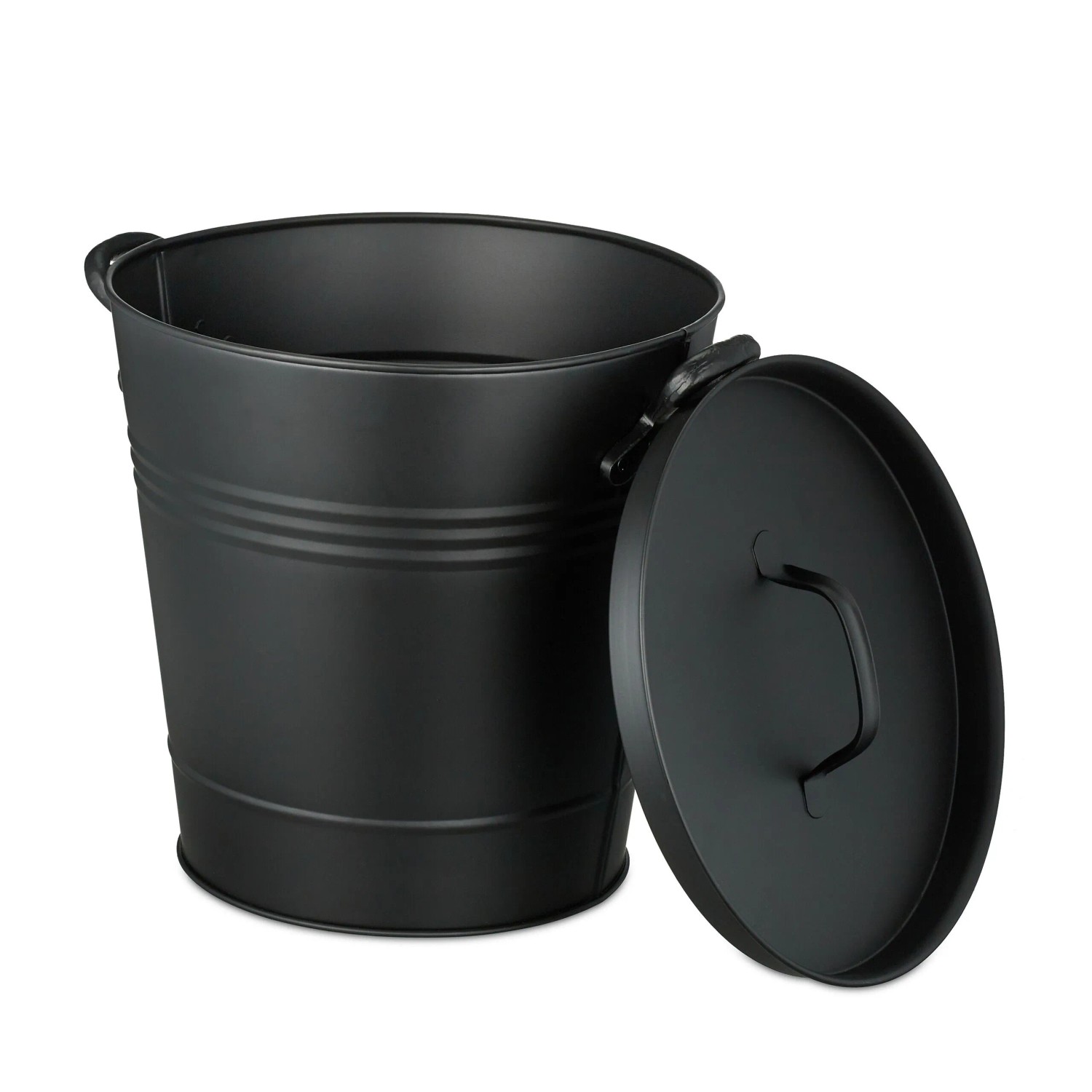 Relaxdays Ascheeimer Eisen Schwarz Mit Deckel 19 Liter