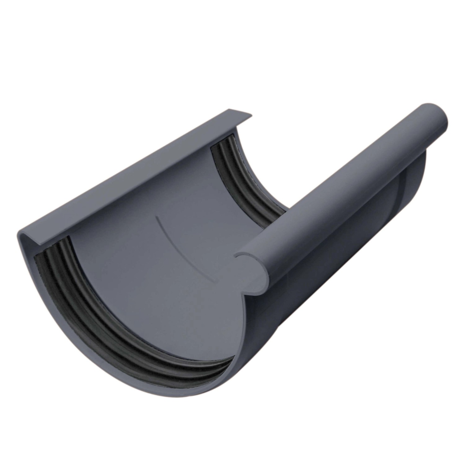 Inefa Rinnenverbinder Halbrund PVC NW 100 Anthrazit Dichtes Verbindungsstück