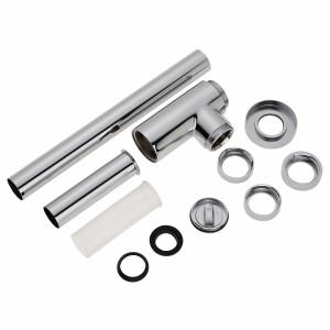 Kronenbach Design-Siphon, rund, Chrom, Universalanschluss 1 1/4 Zoll, für Waschbecken.