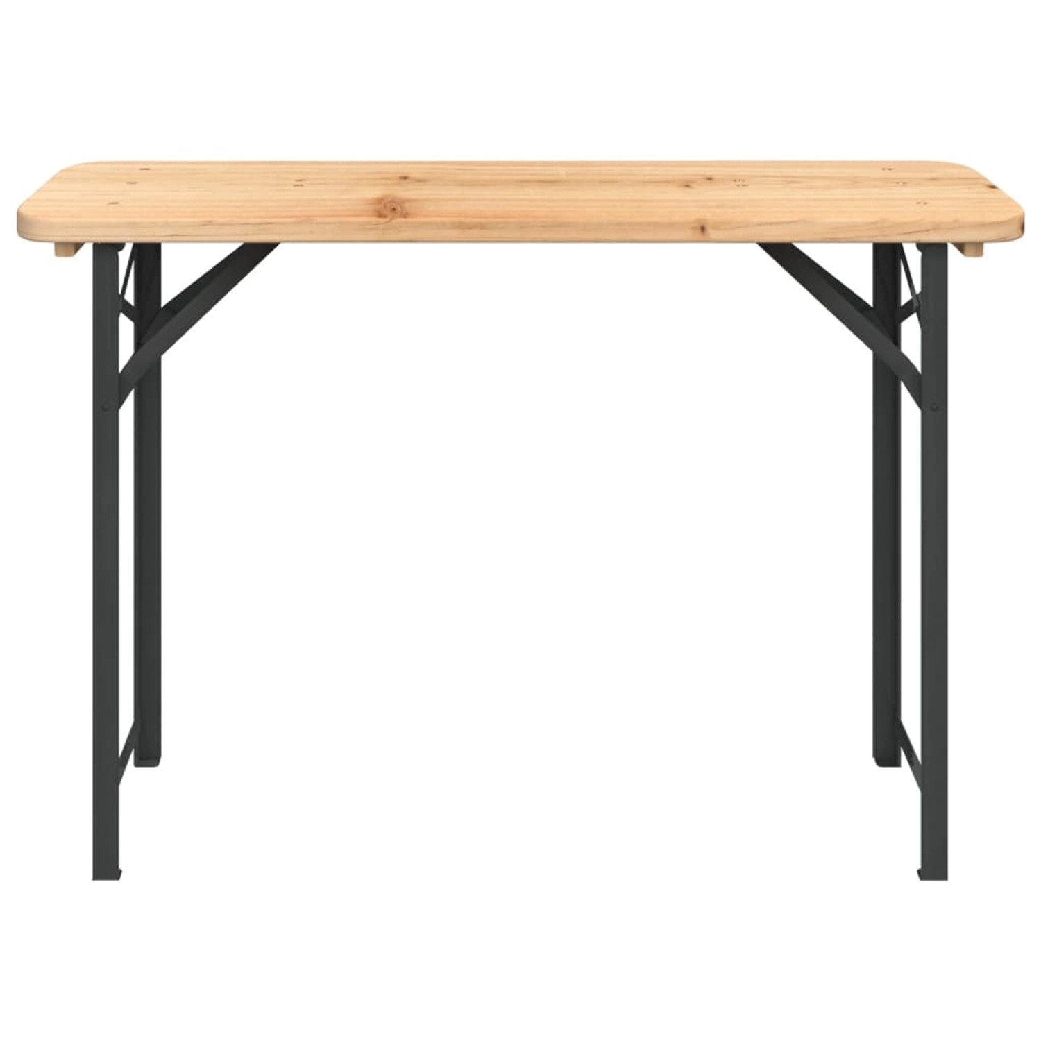 Klappbarer Biertisch aus Tannenholz mit Metallgestell für Garten und Freizeit.
