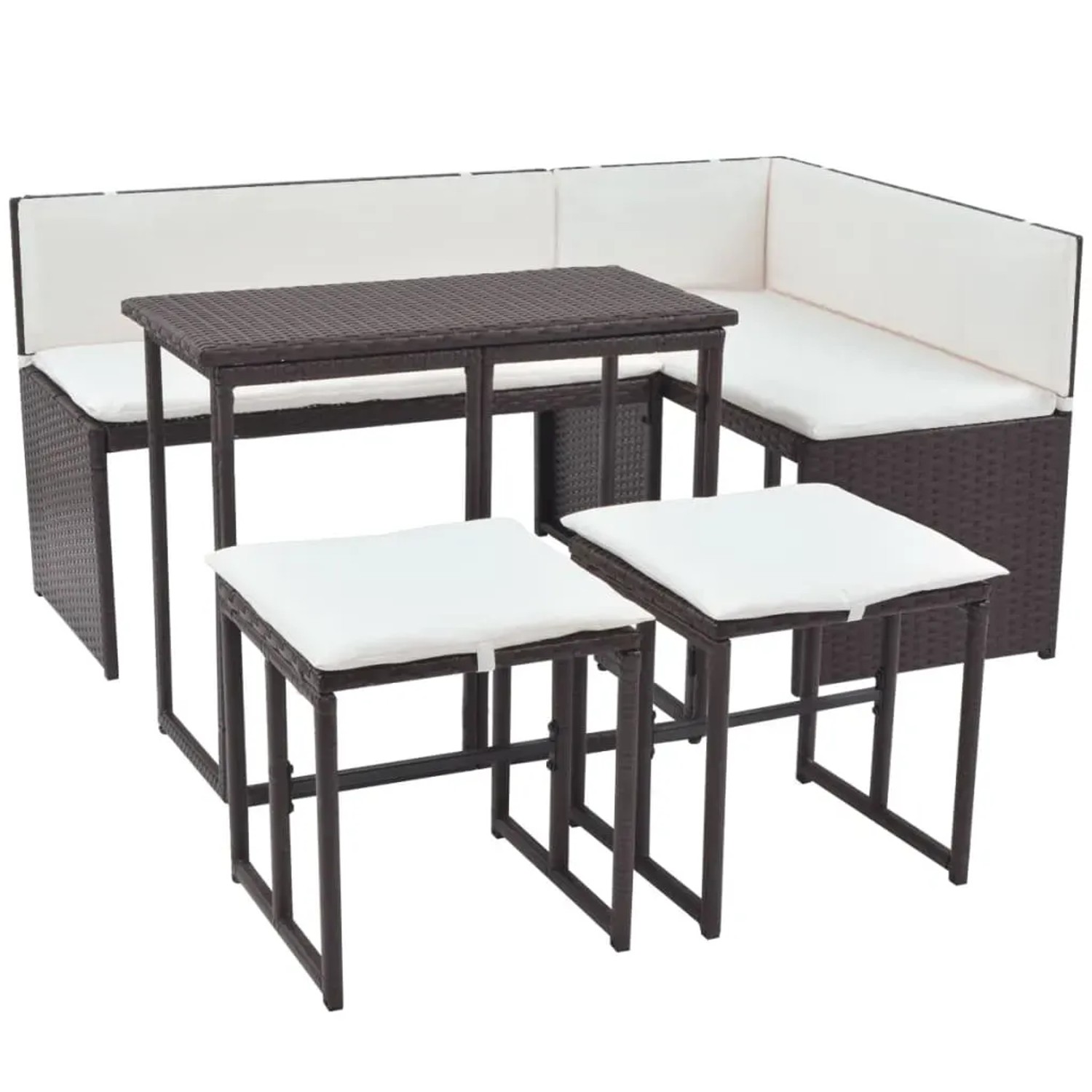 vidaXL 5-Tlg Garten-Essgruppe Stahl Poly Rattan Braun 42879