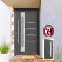 Anthrazitfarbene Splendoor Sicherheits-Haustür Berlin Prime RC2 mit Glaseinsatz und Edelstahlapplikationen.