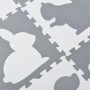 Juskys Kinder Puzzlematte Timon, 36-teilig, grau-weiß mit Tiermotiven, aus EVA-Schaumstoff.