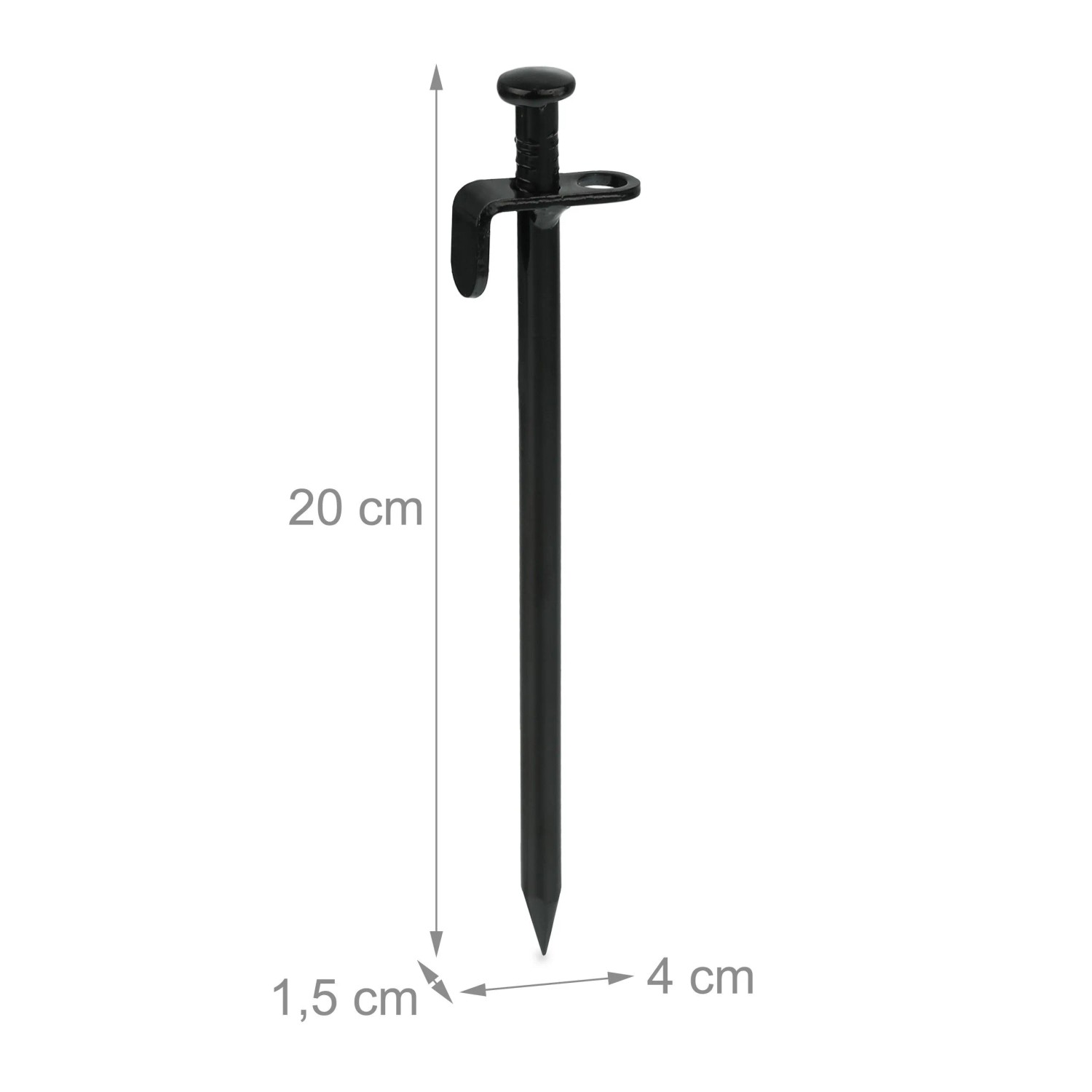 Relaxdays Felsbodenheringe 12er Set Edelstahl Schwarz mit Haken 20 cm x 4 cm x 1,5 cm_4