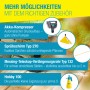 Zubehör für Gloria Drucksprüher Prima 5: Akku-Kompressor, Sprühschirm, Teleskop-Verlängerungsrohr und Hobby 100 Spritze.