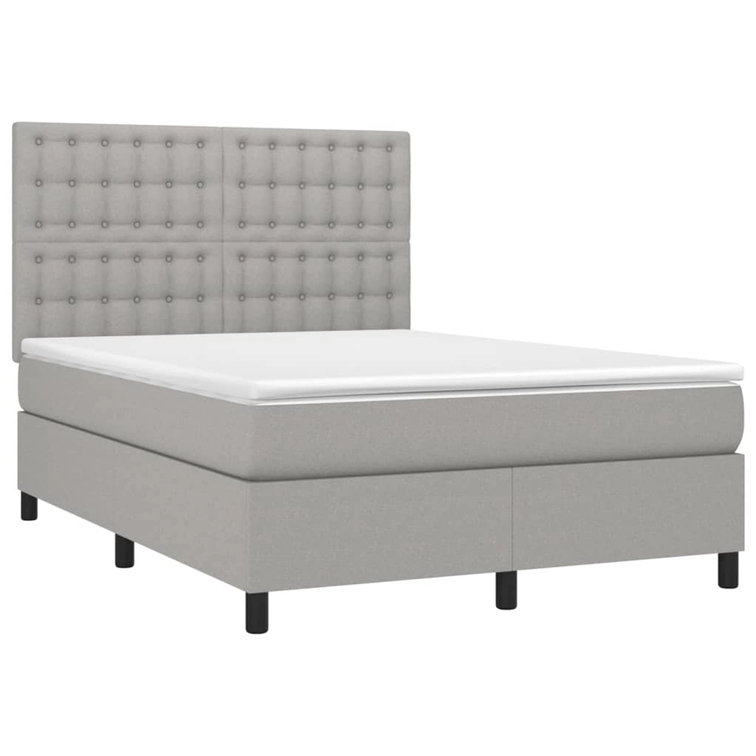 vidaXL Boxspringbett mit Matratze & LED Hellgrau 140x200 cm Stoff 3135197 günstig online kaufen