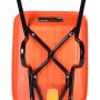 Haemmerlin Schubkarre Crusader, 120 l, Verbundstoff, PU-Rad, orangefarbene Mulde, schwarzes Gestell, von oben.