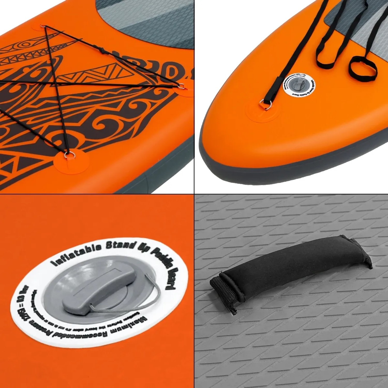 Detailansicht des orangefarbenen ECD Germany Stand Up Paddle Boards Makani, Wassersport.