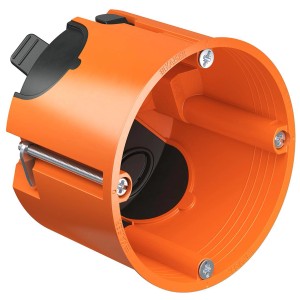 Kaiser Hohlwanddose 9264-22, luftdicht, orange-schwarz, Ø 62mm für Elektroinstallation.