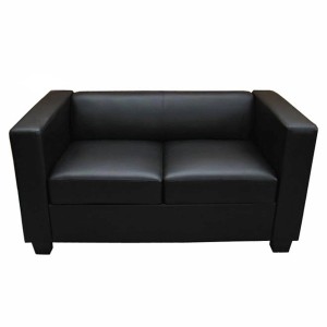 Schwarzes 2er Sofa Lille im Lounge-Stil mit Kunstlederbezug.