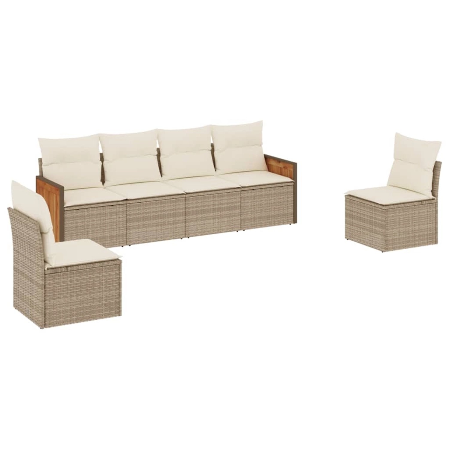 vidaXL 6-Tlg Garten-Sofagarnitur mit Kissen Beige Poly Rattan 3259944 günstig online kaufen