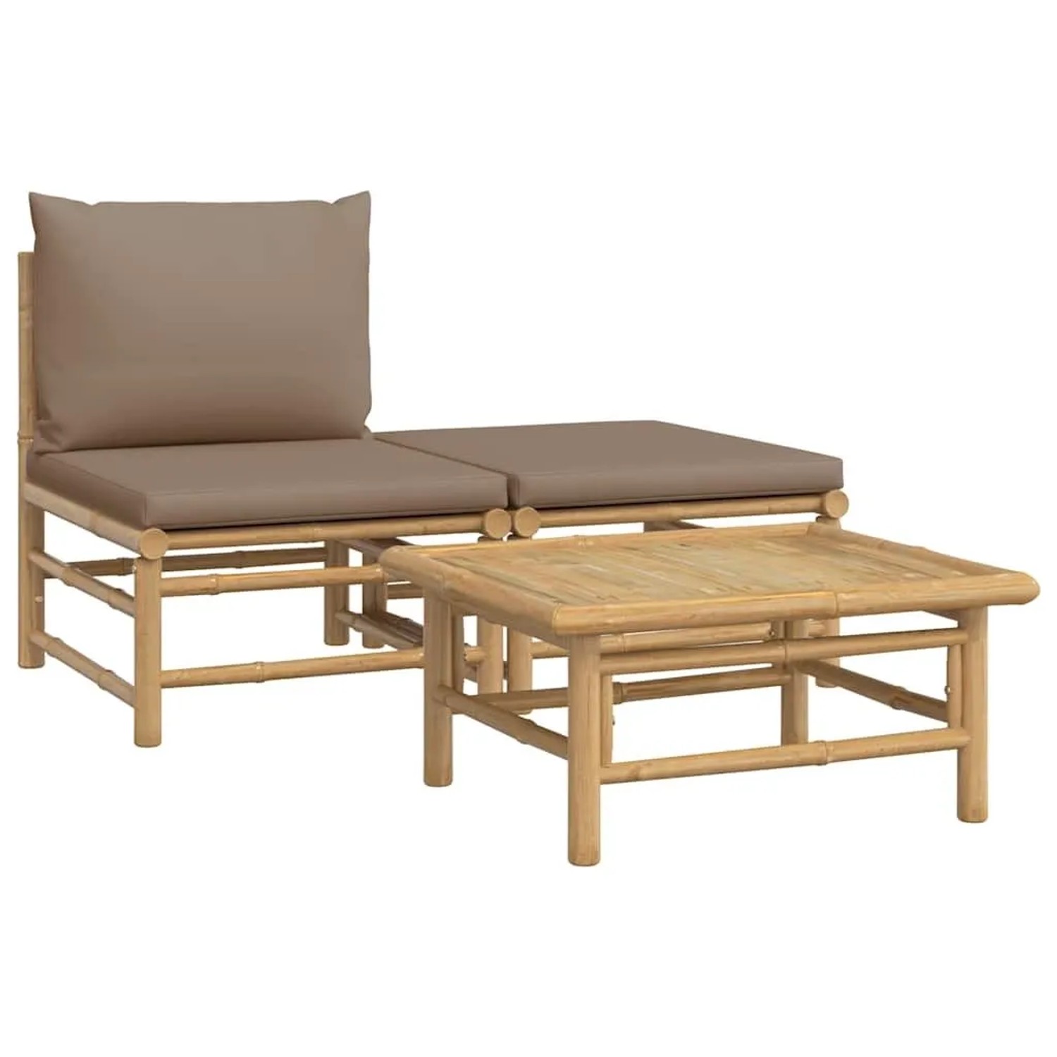 vidaXL 3-Tlg Garten-Lounge-Set mit Taupe Kissen Bambus 362283