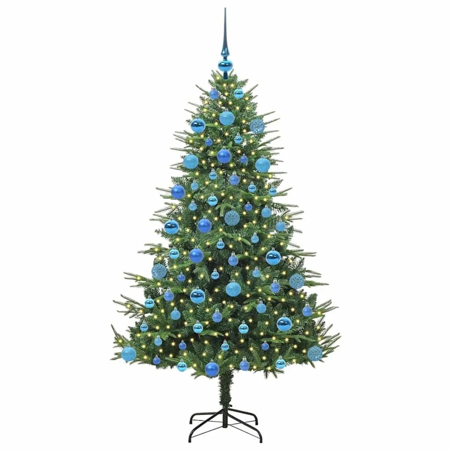 vidaXL Künstlicher Vorbeleuchteter Weihnachtsbaum mit Kugelset Grün 3395355