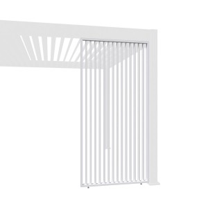 Weide Lamellenwand, vertikal, weiß, aus Aluminium für Weide Pergola. Sonnenschutz & Windschutz.