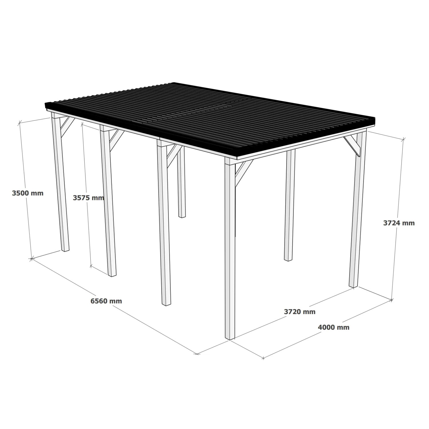 Holzbrüder Camping-Carport Ralf, chromoxidgrün, 400x700 cm, mit Dornengrün Blechdach. Ideal für Wohnmobile.