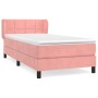 Rosa vidaXL Boxspringbett (90x190 cm) mit Samtbezug, inklusive Matratze und Topper.