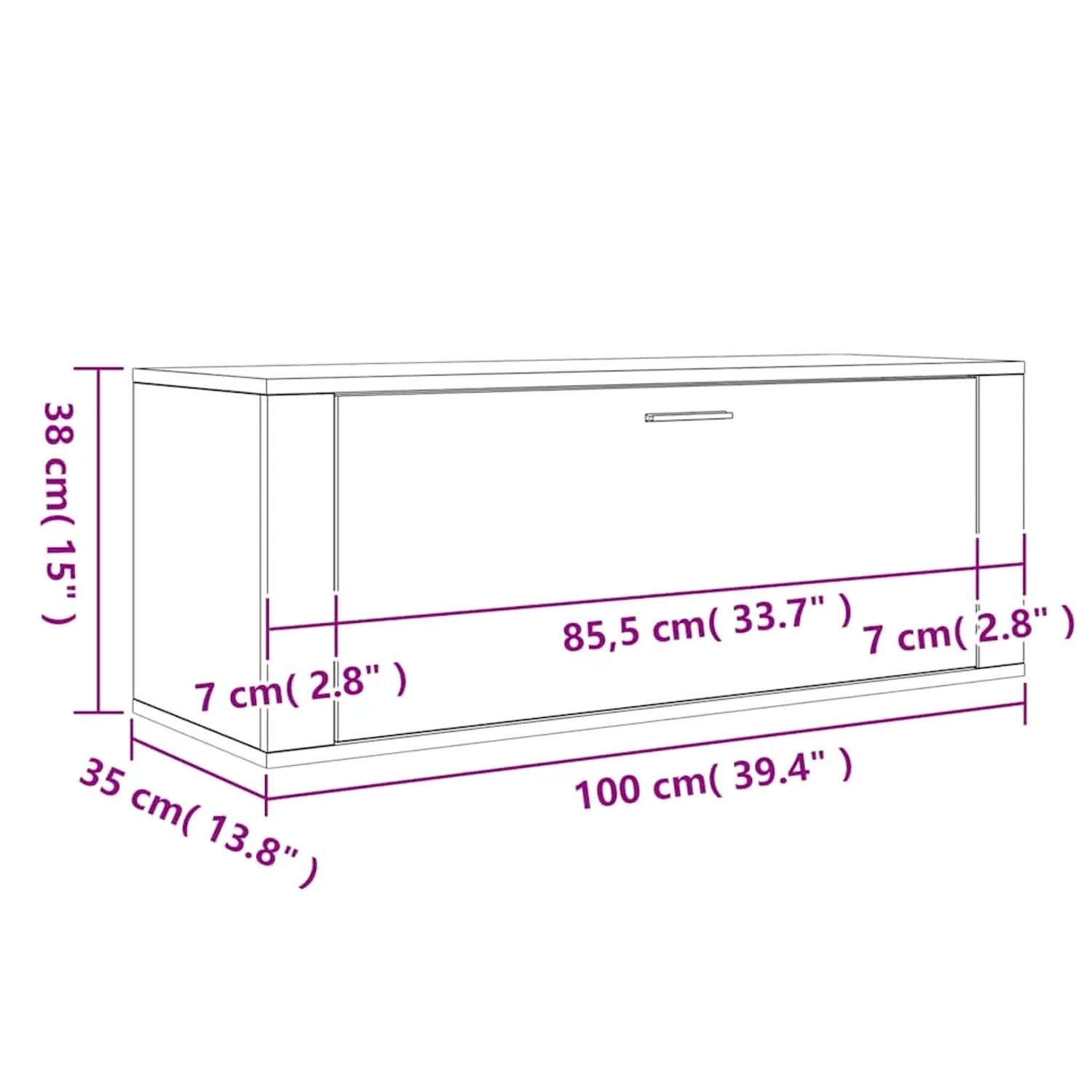 Weißer vidaXL Wand-Schuhschrank (100x35x38 cm) aus Holzwerkstoff. Schuhkommode mit Klappe.