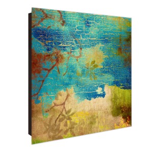 Banjado Schlüsselkasten Glas 30x30cm, Motiv Patina, 50 Haken, beschreibbar, magnetisch.