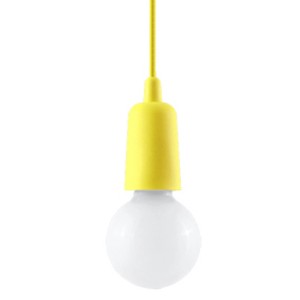 Gelbe Sollux Lighting Hängeleuchte Diego 1 mit weißem Leuchtmittel. Moderne Lampe für Kinder-, Wohn- oder Schlafzimmer.