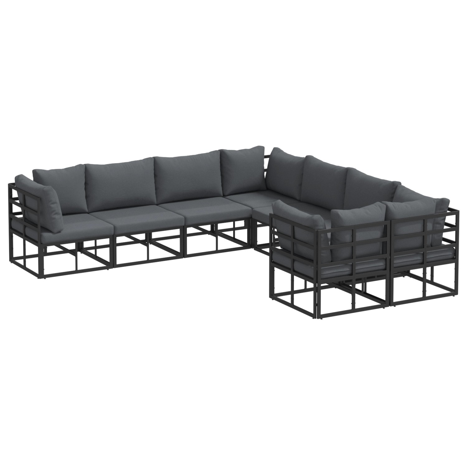 vidaXL Garten-Sofa-Set mit Kissen 8-Tlg Schwarz Aluminium 3378952 günstig online kaufen