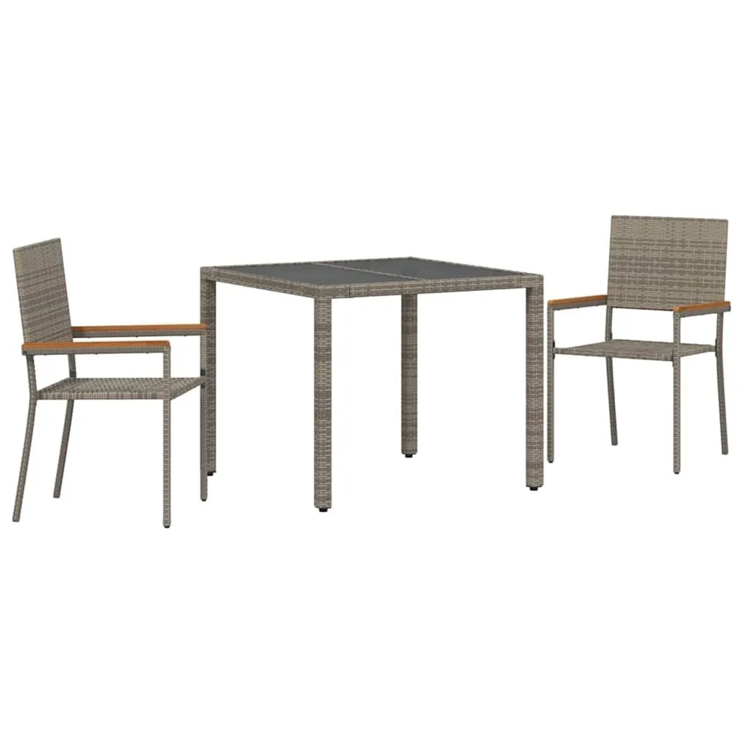 vidaXL Garten Essgruppe 3-Tlg Grau und Braun Poly-Rattan 3365385 günstig online kaufen