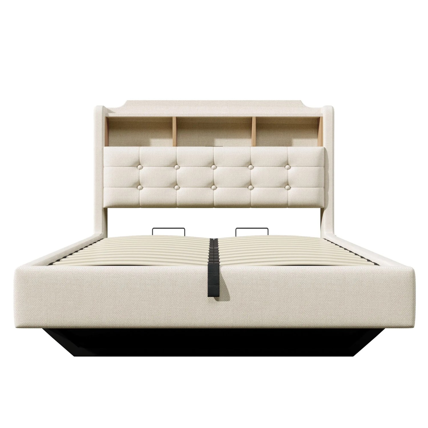 okwish Polsterbett 140x200cm mit Schwebendes Design Schlafzimmer Beige ohne Matratze