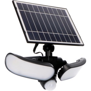 LED-Solar-Außenleuchte Botshabelo mit Sensor, Solar-Wandleuchte mit drei Leuchten und Solarpanel.