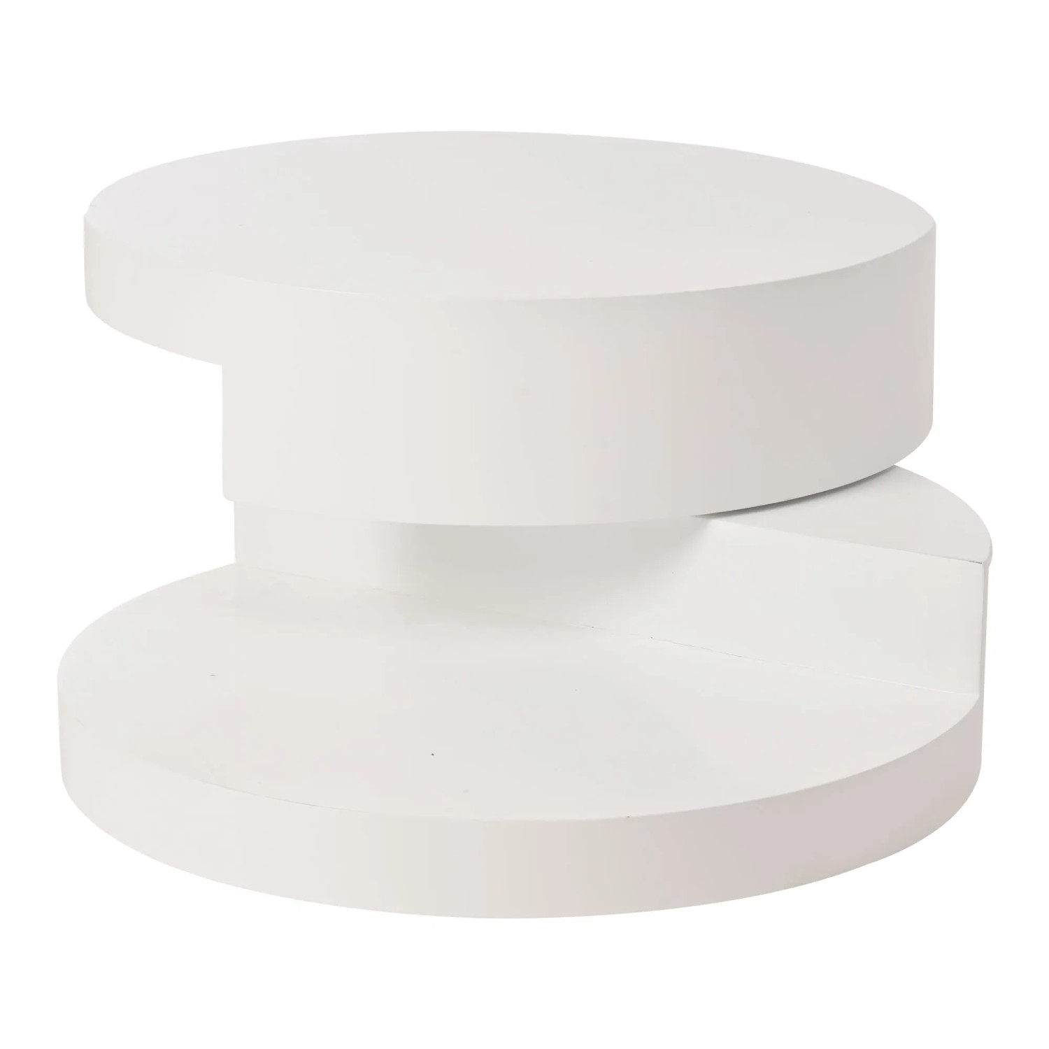 ModernLuxe Couchtisch mit 360° Drehbarer Tischplatte Led 2 Ebenen MDF Weiß