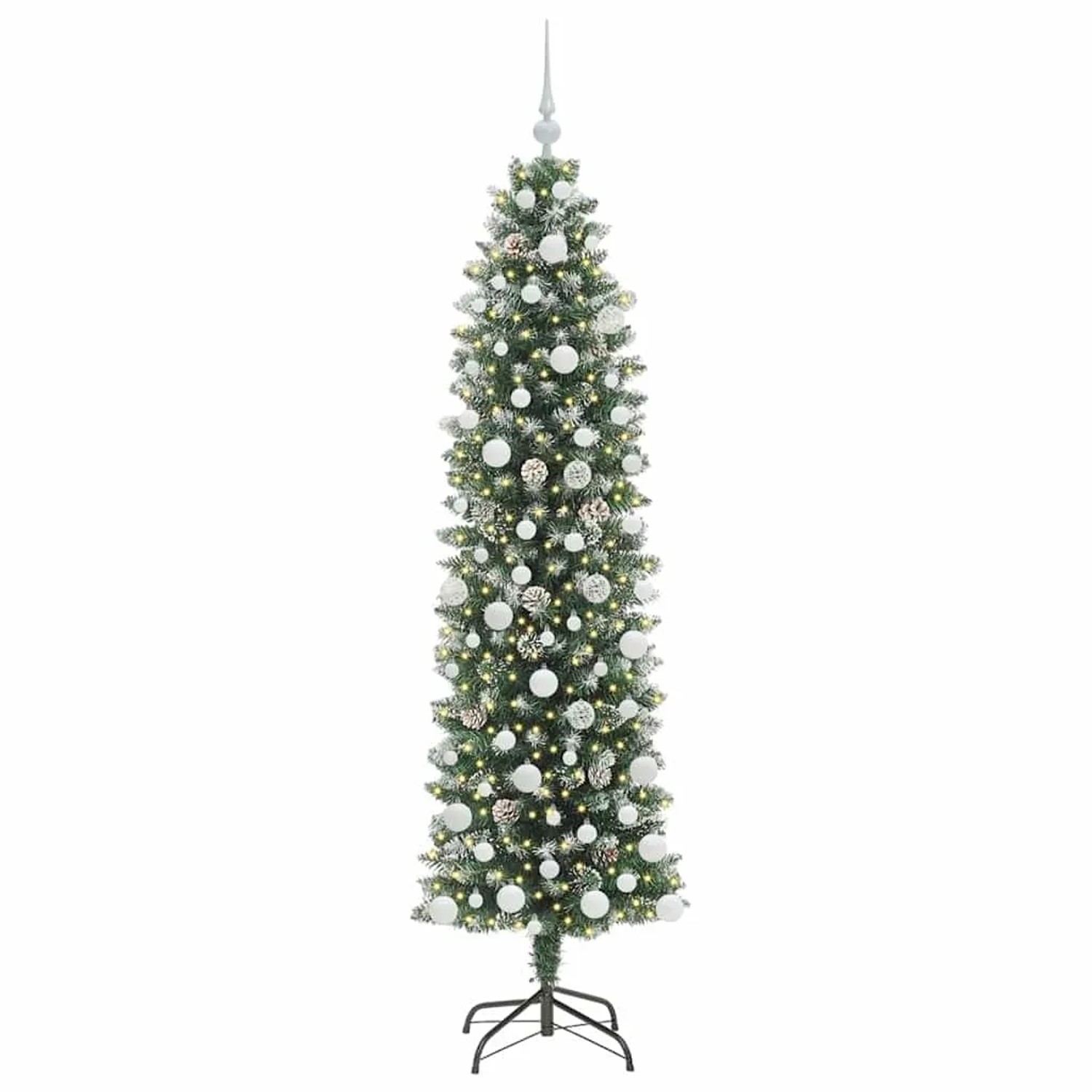 vidaXL Künstlicher Schlanker Weihnachtsbaum Grün und Weiß 180 cm 3395296