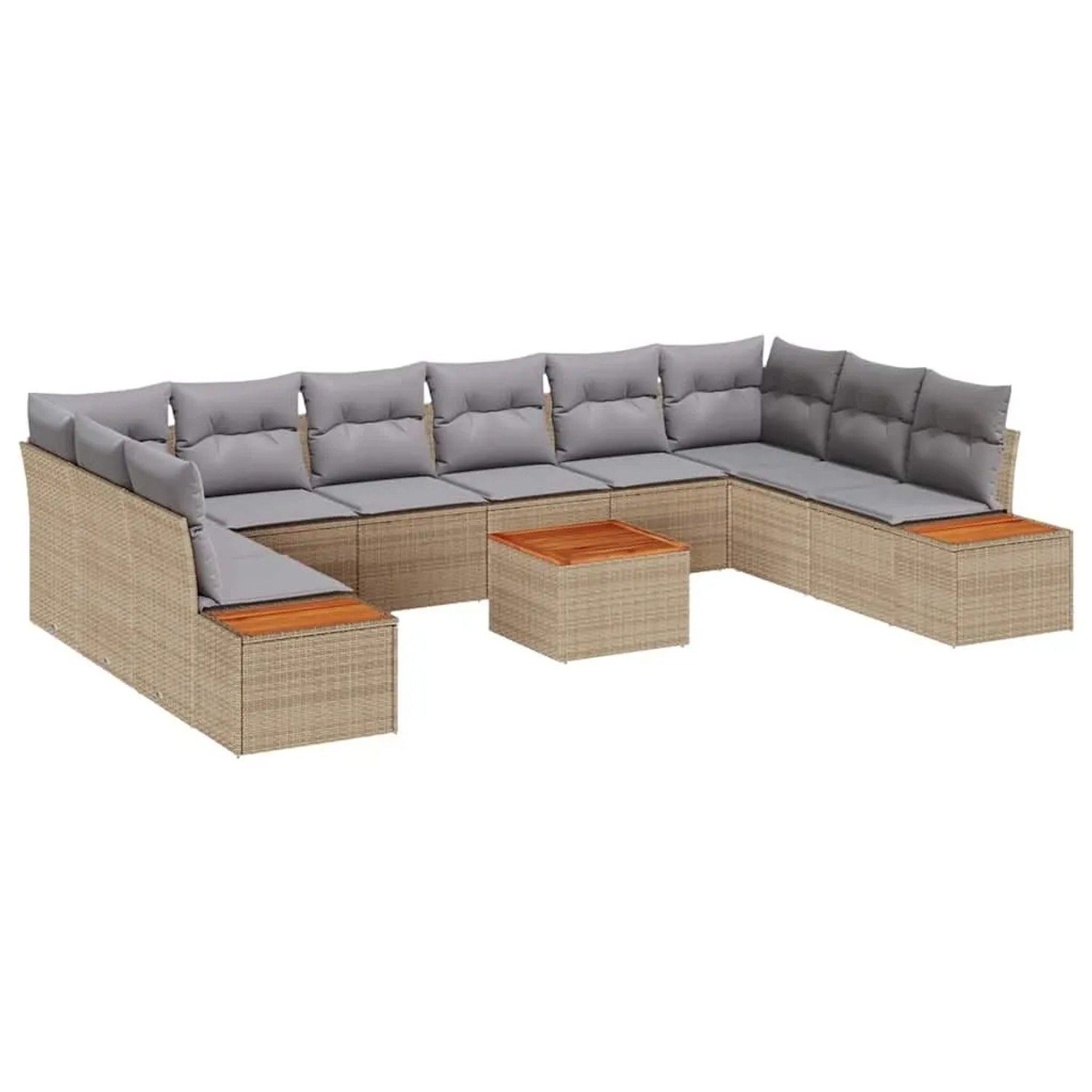vidaXL Gartensofa-Set mit Kissen 10 Stk Beige und Hellgrau Polyrattan 3356850