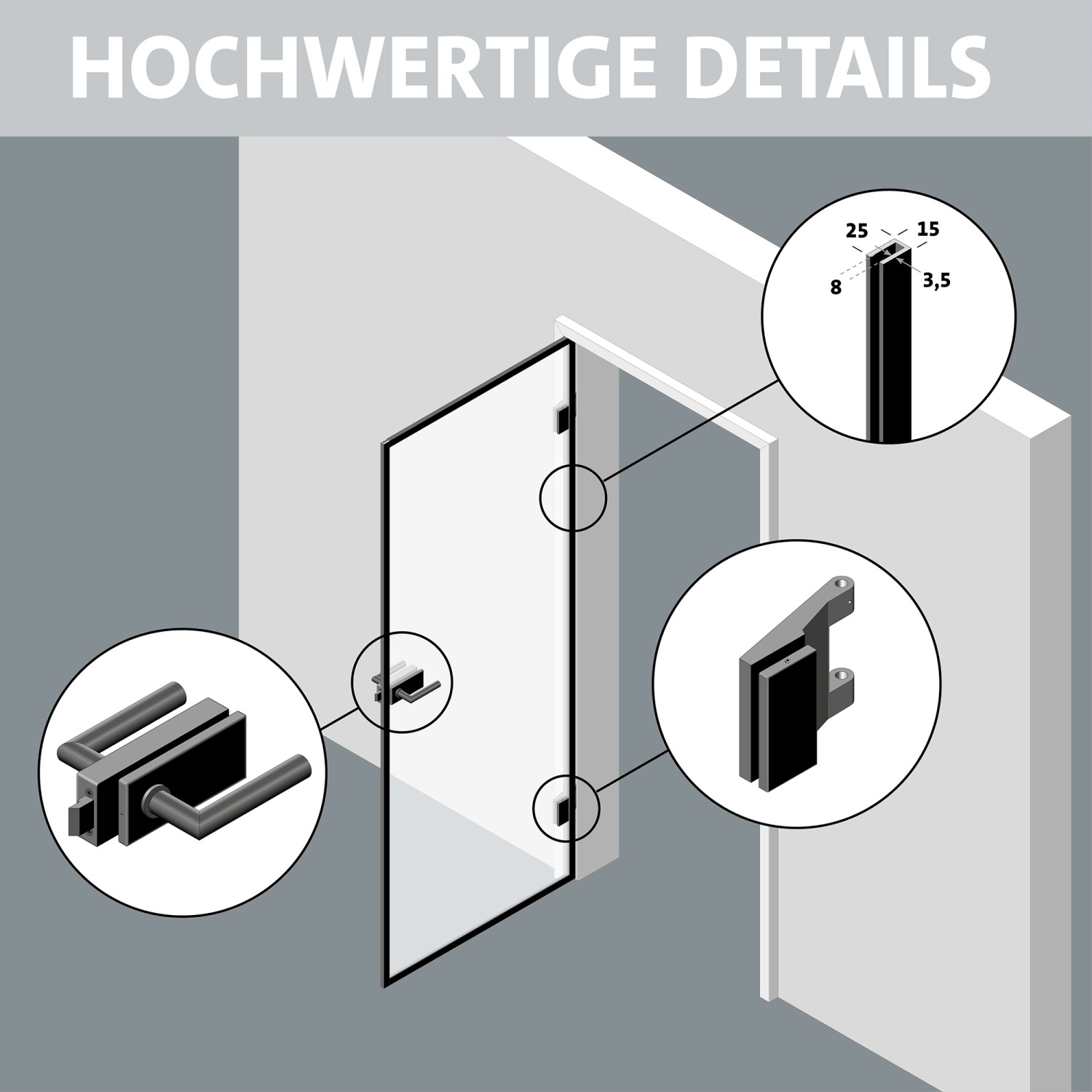 Skyscope Portal Drehtür-Set Slimwork Glas Satiniert 834 x 2.097 mm DIN L_8